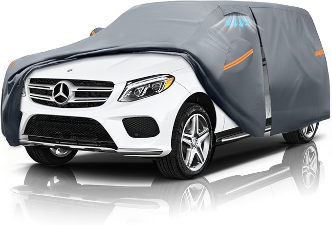 Waterproof Mercedes-Benz GLE350 GLE400 GLE450 GLE43 GLE53 GLE63(2015-2026) Car Cover with Breathable Vents, [2025 Upgrade] Premium Covers with Cotton Liner and Zipper Door,Sun Rain Snow Protection.