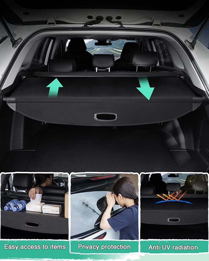 Powerty Cargo Cover for 2016-2020 Kia Sorento, Trunk Cover Retractable Trunk Shielding Shade for Kia Sorento Accessories Cargo Luggage Cover No Gap (with Extra Flaps)
