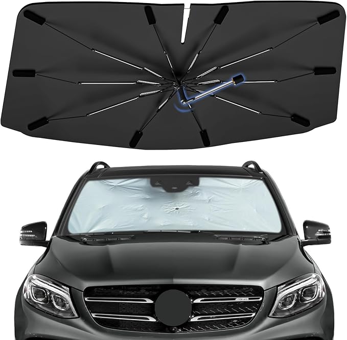 Windshield Sun Shade Umbrella for Mercedes-Benz GLE-Class 2012-2019, Foldable Sunshade for Car Front Window, 360 Rotation Automotive Interior UV Protection for Outdoor Parking