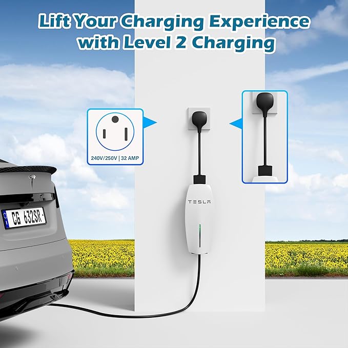 HiFind NEMA 6-50 Adapter for Tesla Gen 2 Mobile Charger 1 Ft, Connect Tesla Portable Charger to 6-50 Plug 240/250V Outlet 32 Amp Fast Charging for EV, Model S/3/X/Y, Safe & Durable, ETL, Black