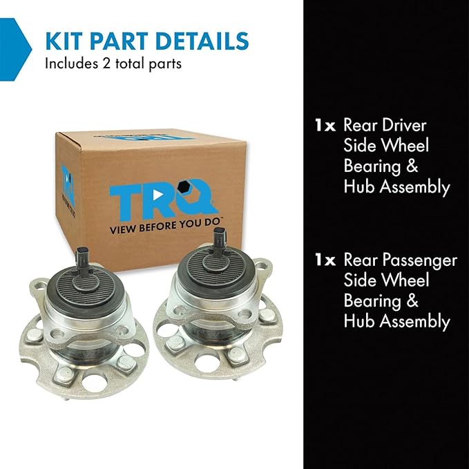 TRQ Rear Left and Right Wheel Bearing and Hub Assembly Set 2 Piece Compatible with 2009-2015 Toyota Venza Front Wheel Drive