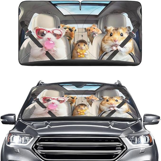 Horror Windshield Sun Shade for Car SUV Truck (55x30 Inches), Front Window Visor for Windows, Protector Blocks UV