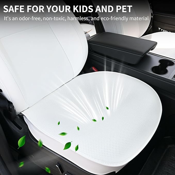 2025 Font Bottom Seat Covers for Tesla Model 3/Y Juniper/Highland [Breathable Mesh & Anti-Slip & Washable] 2PCS Seat Protectors for Tesla Model Y Model 3 Accessories 2026 2025-2017 White