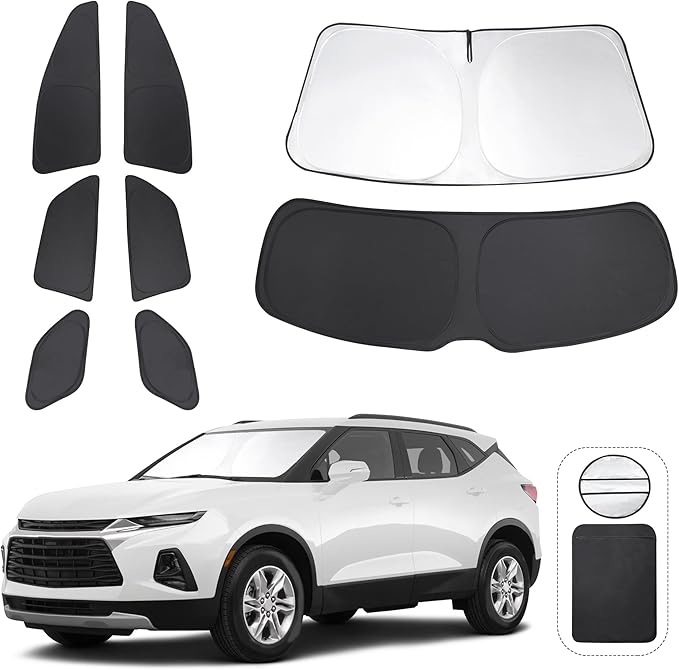 TINGLU Window Shades for Chevrolet/Chevy Blazer 2019-2024 Accessories Side Full Windows Rear Triangular Windshield Sun Shade Sun UV Rays & Privacy Protection for Camping,Napping,and Relaxing 8PCS