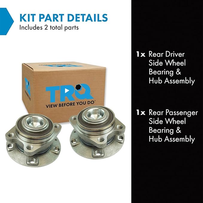 TRQ 2 Piece Rear Wheel Bearing & Hub Assembly Set Compatible with 2006-2011 Audi A6