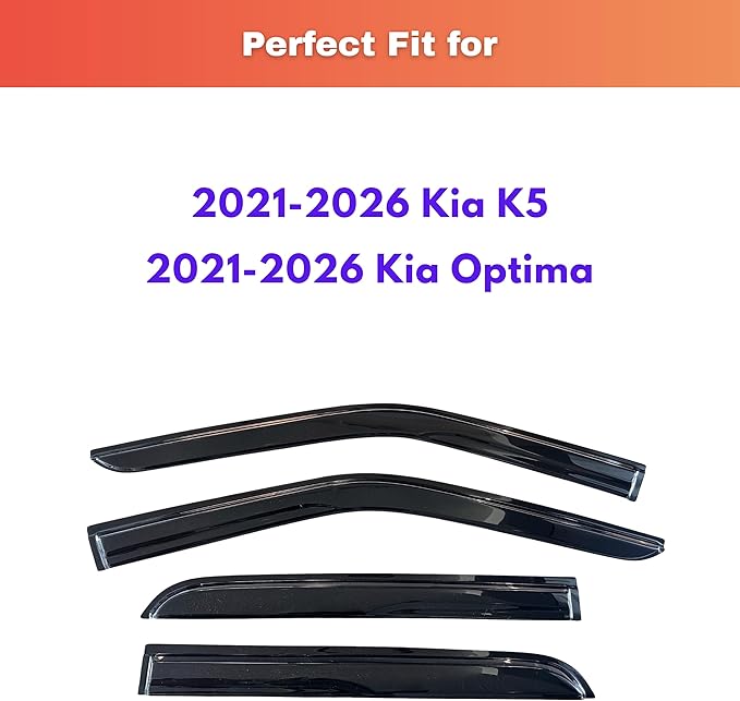 KPY Rain Guards Fit for 2021-2026 Kia K5, Out-Channel Window Visors Vent Wind Deflectors 4PC, Car Accessories for 21-26 Kia Optima