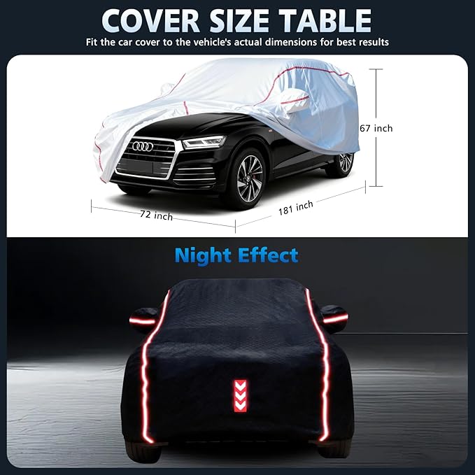 Car Cover Waterproof All Weather for Audi Q5 2004-2026,All-Around Fastening and 4 Upgrades, 30s Quick-Install for Car Cover