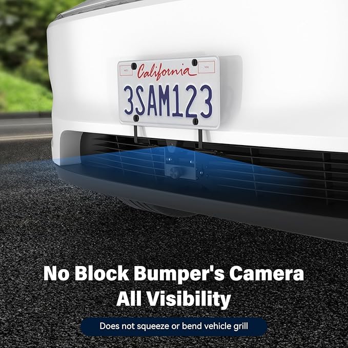 2026 Upgraded Lockable No Drill Front License Plate Holder for Model Y Juniper, License Plate Mount Kit with Anti-Theft Design for Tesla Model Y Juniper Accessories,No Block Bumper Camera Visibility