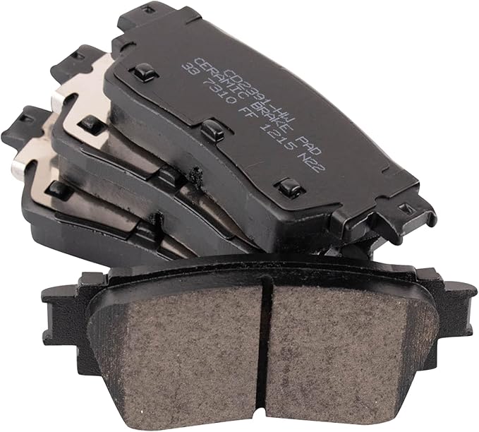 TRQ Rear Ceramic Brake Pad Set Includes Contact Point Grease Compatible with 22-24 Mitsubishi Outlander 22-24 Nissan Pathfinder 22-24 INFINITI QX60 23 Nissan Rogue 21-22 Rogue Front Wheel Drive