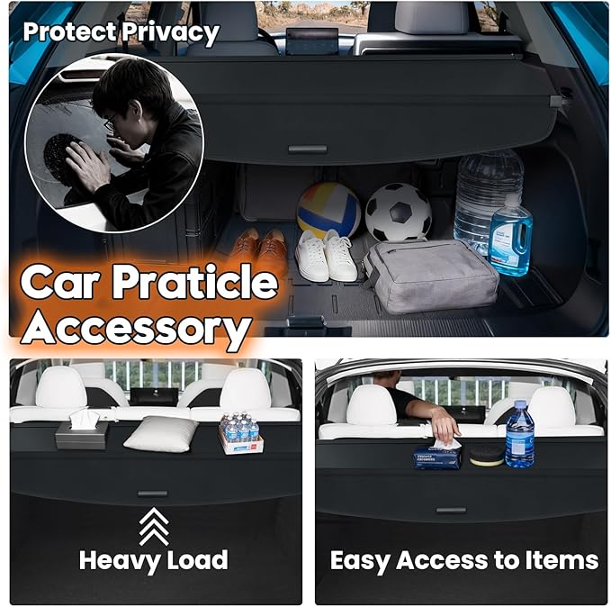 Powerty Cargo Cover for 2024 2025 Honda Prologue/Chevy Blazer EV Accessories Trunk Cover Retractable Trunk Shielding Shade Cargo Luggage Cover Black