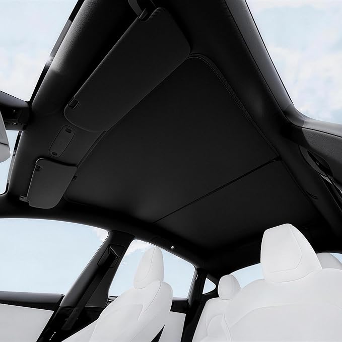 VION Tesla 2026-2025 Model Y Roof Sunshades - Precision Fit, No Sagging, Full Blackout (2026-2025 New Model Y) (Black)