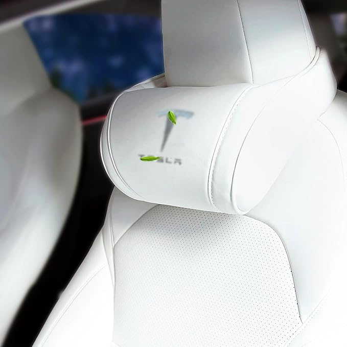 Car Headrest Neck Pillow Support Memory Foam Ergonomic Design Accessory for Driving Seat Fatigue Relief Compatible with Model S X 3 Y & Cybertruck - 1 Piece