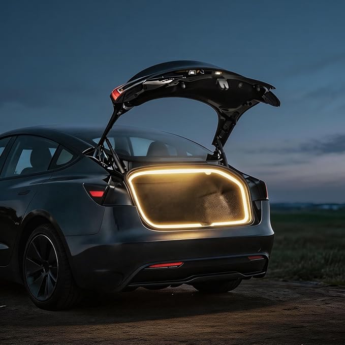 Wigoo Tesla Model 3 Accessories Trunk COB Light Strip[Tool-Free & Damageless Installation, Seamless and Uniform Glow], Waterproof, Fit for 2020-2026 Tesla Model 3/Highland, Warm White Light.