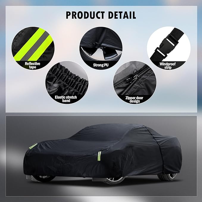 Car Cover Custom Fit for Chevrolet Corvette C4 C5 C6 C7 C8 1980–2026, Waterproof All Weather Full Exterior Cover Sun Snow Rain Protect with Door Zipper (Not Include Mirror Pocket)