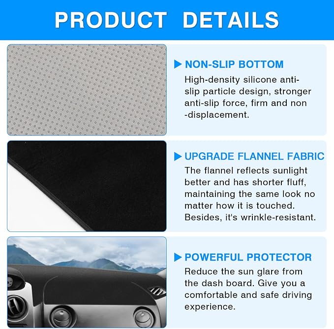 Autorder Dashboard Cover Mat for Mitsubishi Eclipse/Eclipse Spyder/Chrysler Sebring/Dodge Stratus 2000-2005 Accessories Dash Cover Upgrade Flannel Dash Mat Sunshade Glare UV Rays Protector