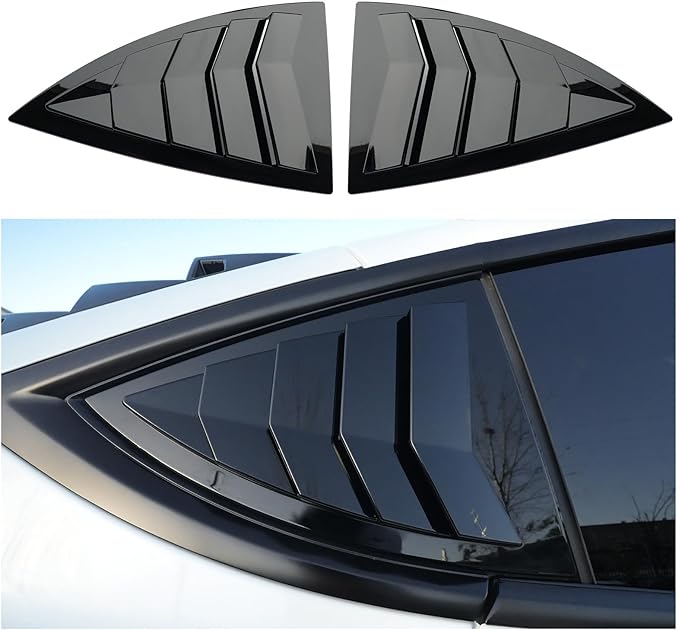 WildWell Rear Side Window Louver Cover for 2020-2026 Tesla Model Y & Model Y Juniper, Side Window Louver Air Vent Scoop Sunshade Covers Exterior Accessories Glossy Black