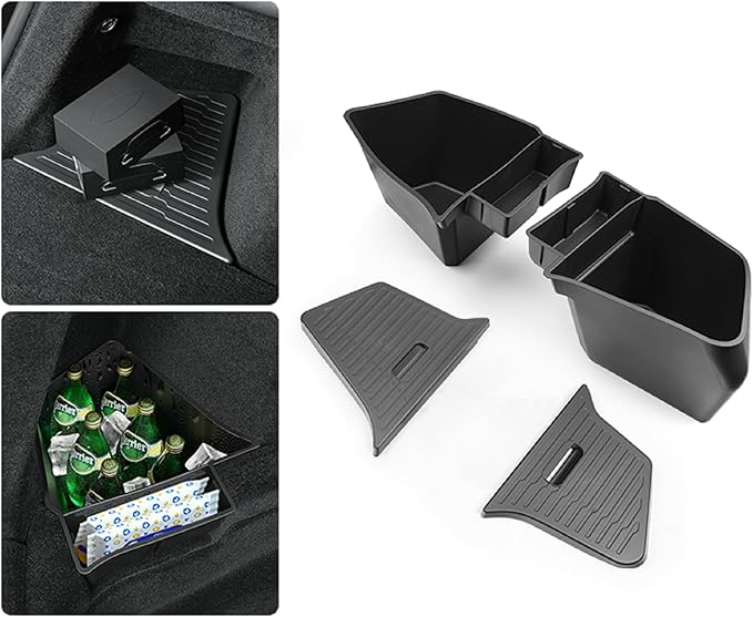 2PCS for 2025 2026 Tesla Model Y Juniper Trunk Organizer Trunk Storage Bins with Lid TPE Waterproof Trunk Storage Box for Model Y Juniper Interior Accessories