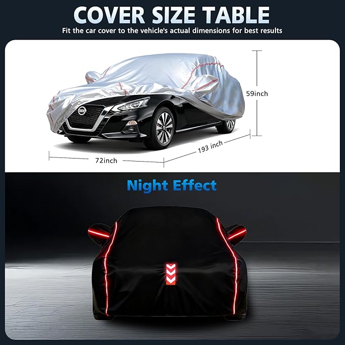 Car Cover Waterproof All Weather for Nissan Altima 2002-2025,All-Around Fastening and 4 Upgrades, 30s Quick-Install for Car Cover