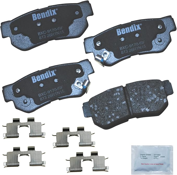 Bendix Priority1 CFC813 Ceramic Rear Brake Pads for Select Models Hyundai Azera, Elantra, Santa Fe, Sonata, Tucson, XG300, XG350, Kia Amanti, Magentis, Optima, Sportage