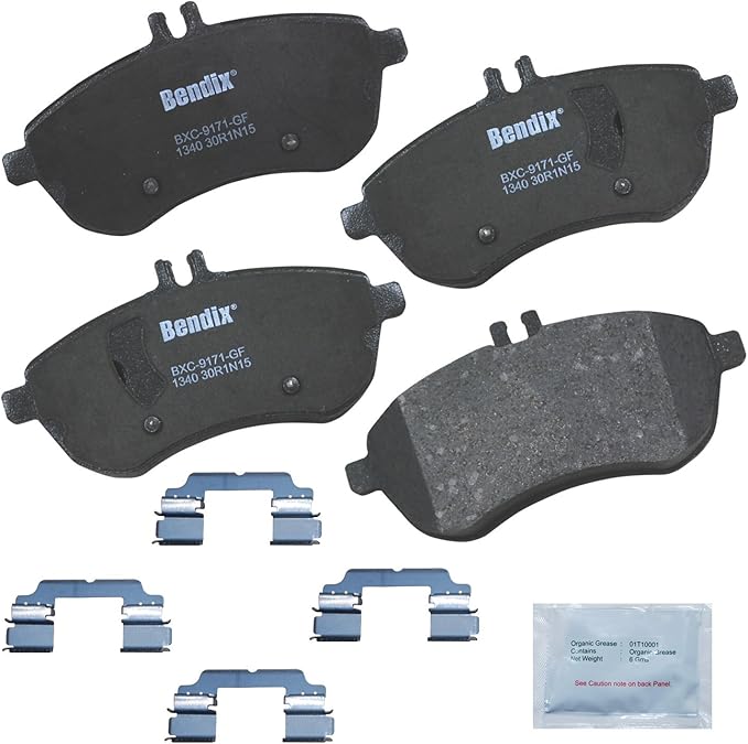 Bendix Priority1 CFC1340 Ceramic Front Brake Pads for Select Models Mercedes-Benz C180, C200, C230, C250, C280, C300, E200, SLC180, SLK200, SLK250