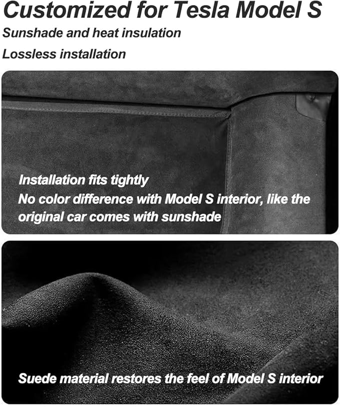 Roof Sunshade Compatible with Tesla Model S 2019-2022 Interior Accessories,Premium Soft Suede Sunroof Sun Shade, No Sag Foldable Roof Glass Shade