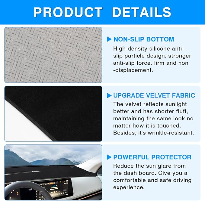 Autorder Dashboard Cover Mat for 2023-2025 2026 Nissan Ariya Accessories Dash Cover Upgrade Velvet Dash Mat Sunshade Glare UV Rays Protector(with HUD)