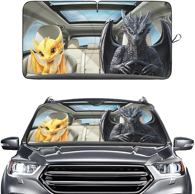 Horror Windshield Sun Shade for Car SUV Truck (55x30 Inches), Front Window Visor for Windows, Protector Blocks UV