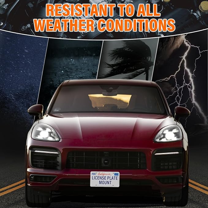 Front License Plate Holder No-Drill License Plate Bracket Mount Anti-Theft Frame Replacement Frames Compatible with Cadillac Porsche Cayenne Turbo 2019-2023,Install in Seconds