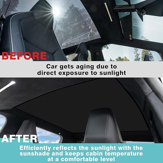 BestEvMod Foldable Roof Sunshade Compatible with 2026 2025 2024 Tesla Cybertruck Accessories Upgraded Heat Reflective Tech Accessories Sunroof Reflective Sun Shade (Roof Sunshade)