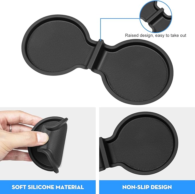 for Tesla Model Y 2026 Juniper Cup Holder Inserts Center Console Liner Coasters Mat Pad Compatible with 2017-2026 Model 3 & 2020-2026 Model Y Accessories