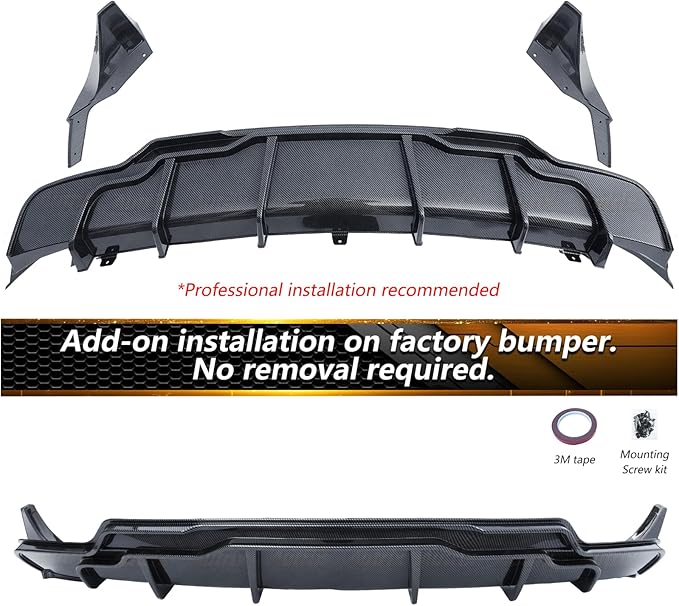 Full Body Kit for Tesla Model 3 2017-2023, Aero Package Front Lip, Rear Diffuser, Side Skirts, Spoiler, Fog Light Covers Performance Styling Carbon Fiber Printed