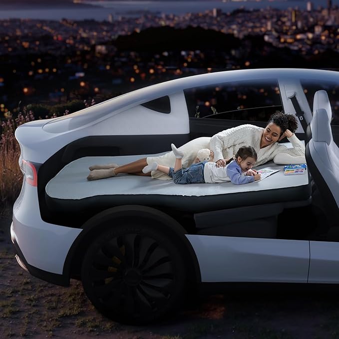 CloudCore 4.5inch Foam Mattress for Tesla Model Y, Full Size Bed, Vacuum Compression, Roadtrip, Job Shifts, Nap, Camping, Guests & Home, Rechargeable Pump and Eyemask Provided (2020-2024 Model Y)