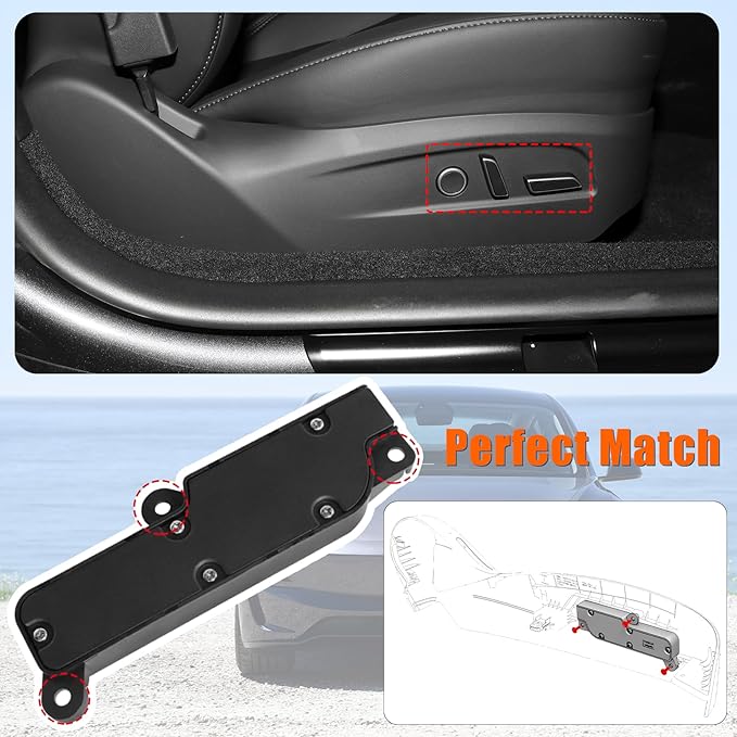 Compatible with Tesla Power Seat Control Switch with Button Cover Model 3 Model Y 2021-2024, Front Right Passenger Side Seat Controller Backrest Cushion Adjuster Switch for Tesla Accessories