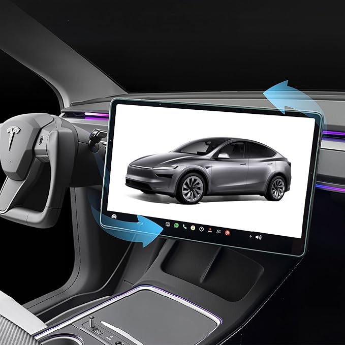 2026 Screen Swivel Mount for Model Y Juniper & Model 3 Highland Original Screen Center Console Navigation 4 Way Rotation Adjustment Screen Rotating Holder (Maintains Original Height)