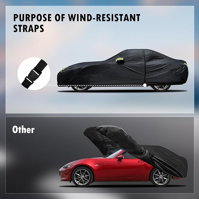 Car Cover Custom Fit for Mazda MX-5 Miata (1989-2025), Waterproof All Weather for Automobiles Full Exterior Cover Sun Rain Snow Protector with Door Zipper
