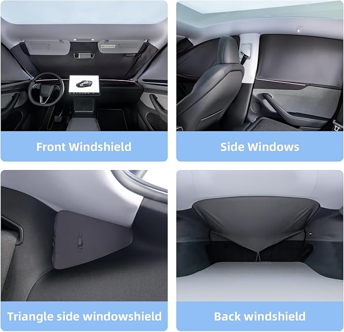 2025 Tesla Model Y Juniper Camping Privacy Curtains, 8PCS Full Window Sunshade for Sleeping, Road Trips & Outdoor Travel
