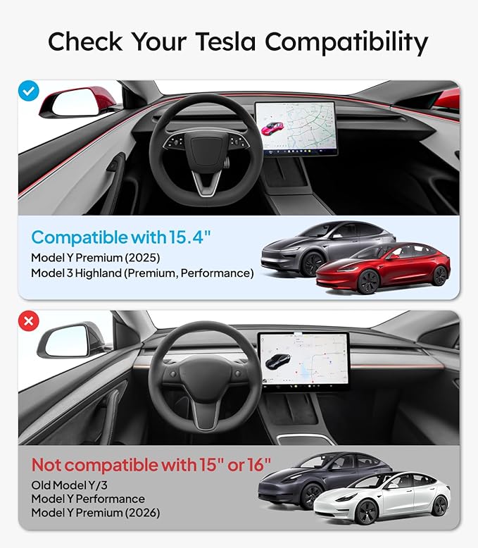 Wigoo Tesla New Model Y Juniper & Model 3 HD Screen Protector [No Fingerprint & HD Clear] Model 3 (2024~2026)/New Model Y Juniper Accessories, 15.4" Tempered Glass Protector with Alignment Kit