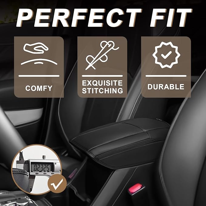 Muslogy Center Console Armrest Cover Fit for Honda Civic 2012-2015 Accessories, Comfort Armrest Pad Console Lid Cushion Vegan Leather Regular Thick