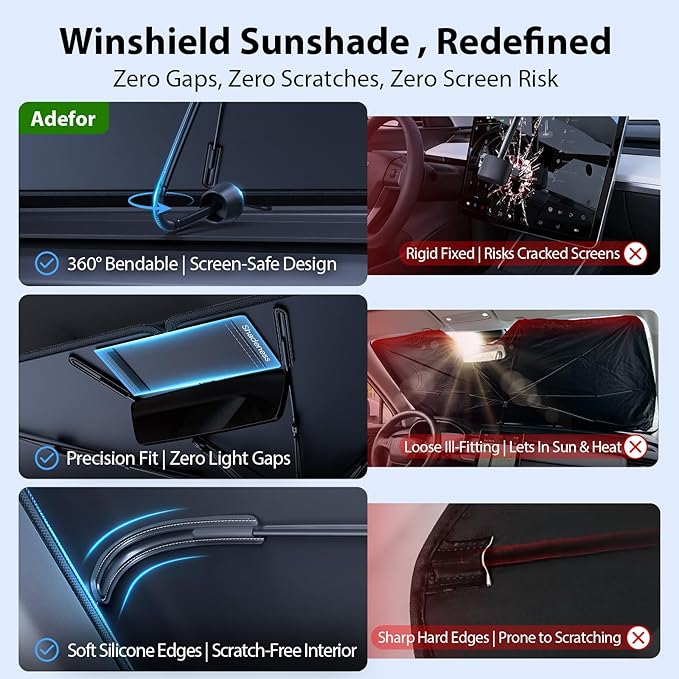 Car Windshield Sun Shade Umbrella [2026 Ice Shield] Custom Fit: Toyota Camry, Corolla, Ford Ranger, GMC-Acadia, Nissan-Kicks, Mazda-CX-90, Buick-Encore GX & More Sedan/Pickup Car Accessories