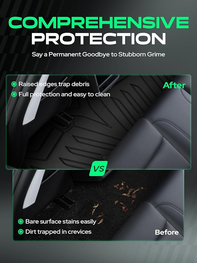 YHTAUTO for Tesla Model 3 Floor Mats 2023 2022 2021 Accessories, All Weather TPE Car Mats Carpet, Front Trunk Mat Rear Cargo Liner Storage Mat, Anti-Slip Waterproof Odorless
