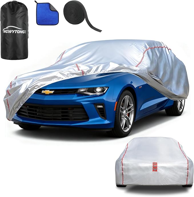 Car Cover Waterproof All Weather for Chevrolet Camaro 2010-2025,All-Around Fastening and 4 Upgrades, 30s Quick-Install for Car Cover