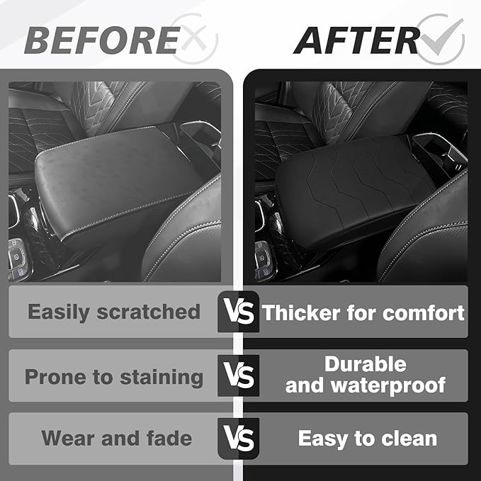 Muslogy Center Console Armrest Cover Fit for Kia Telluride 2022-2025 2026 Accessories, Comfort Armrest Pad Console Lid Cushion Vegan Leather Regular Thick