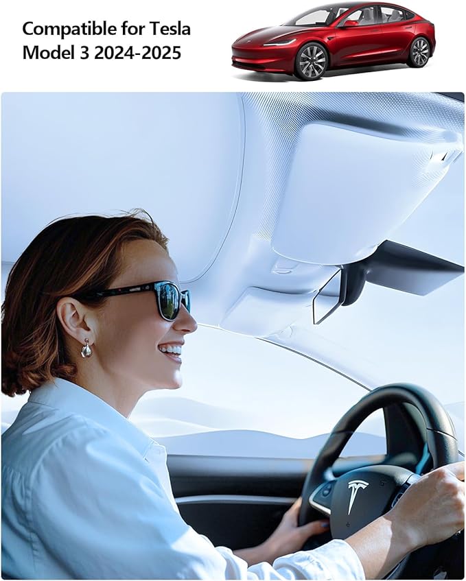 2025 Tesla Model 3 Sunshade Roof 2025 2024 Highland Roof Sunshade No-Gap & Sag-Free Glass Model 3 Accessories Nano Ice-Crystal Coatings Heat Insulation Glass Sun Shade Gray