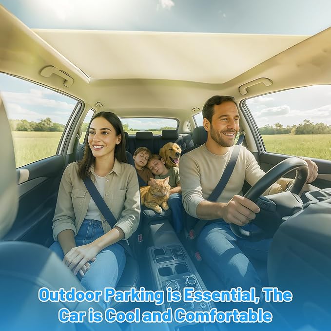 Electric Sunshade Roof for 2019-2024 Tesla Model Y, Retractable Sun Visor, 5-Layer 99.9% UV Protection, Silent Motor