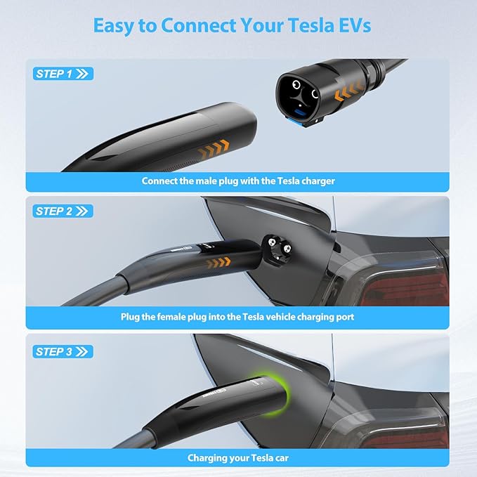 40FT Extension Cord for Tesla, Up to 12KW 50A 240V, NACS Plug, Compatible with Tesla Wall/Destination Connector, EVDANCE EV Charger(not for Tesla Gen 1/Gen 2 Mobile Connectors, Tesla Superchargers)