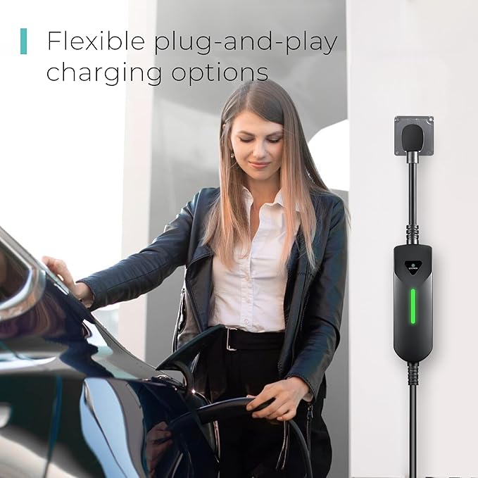 Lectron Level 1/2 (12A & 40A) Tesla NACS EV Charger - Dual-Level Electric Vehicle Charging Station with NEMA 14-50/5-15 Plug - Portable Electric Car Charger for All NACS Electric Vehicles