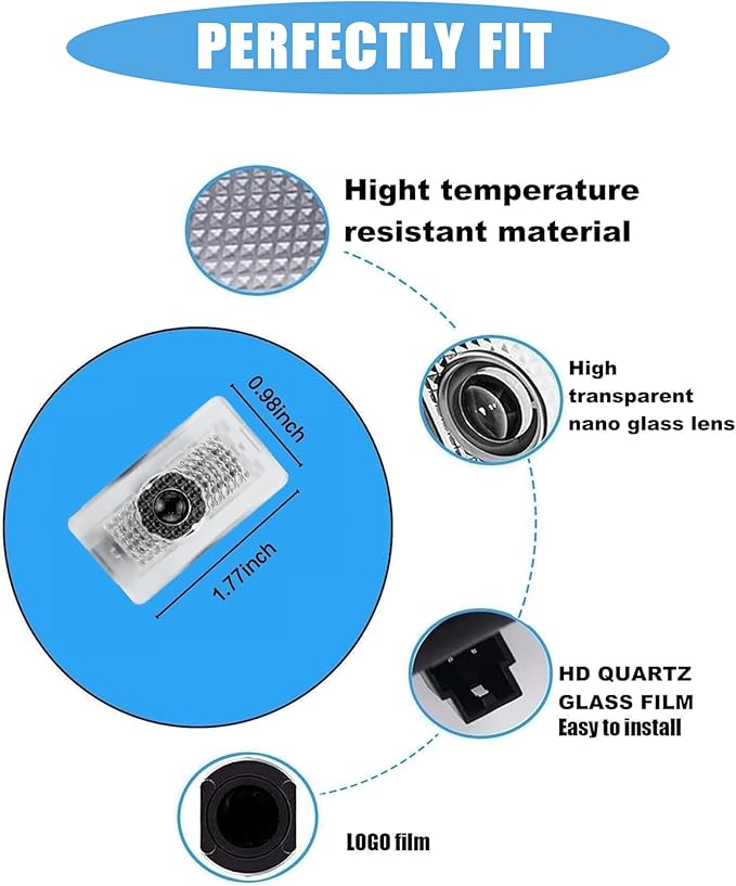 Upgraded Door Logo Lights, Compatible with Model Y 3 X S, Aluminum Alloy Welcome Lights, Never-Fade HD Projection Puddle Lights, Easy Plug & Play Installation Car Accessories (2 Pack)
