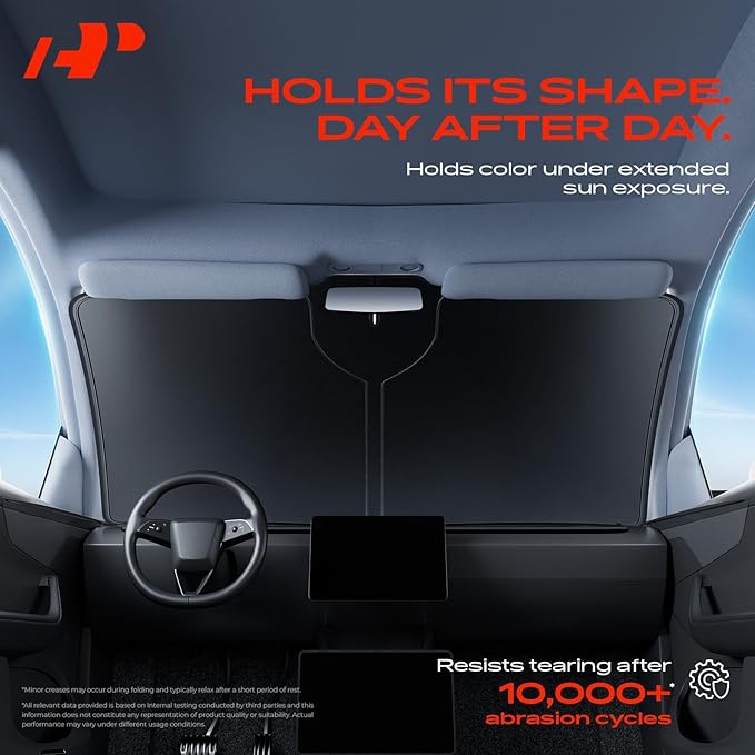 A-Premium Front Windshield Sun Shade Compatible with Tesla Model S 2019 2020 2021 2022 2023 2024 2025 2026 Foldable Sunshade Block UV Rays with Storage Bag