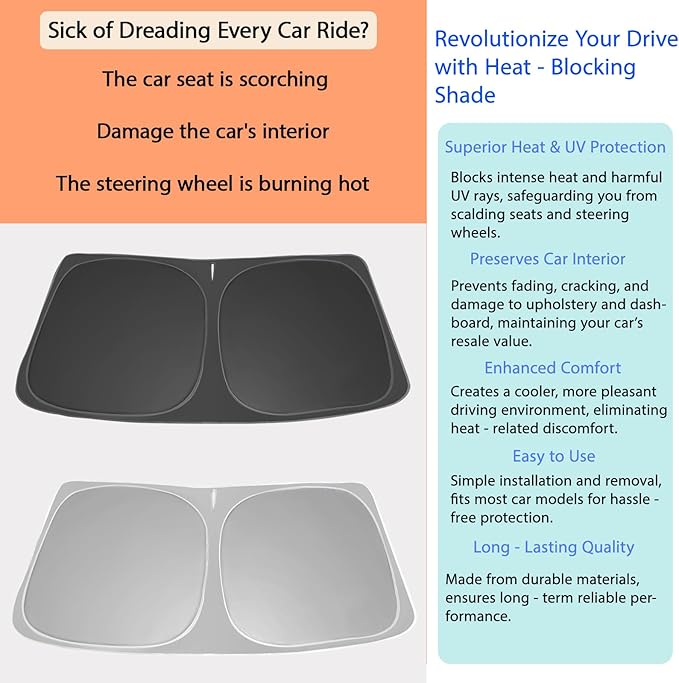 Sun Shade Sunshade for Tesla Model S 2012-2024 2025 Windshield Cover, 2-Layers Sun Shield 240T Silver Sun Visor Foldable Window Shade Blocks UV Rays Car Accessories