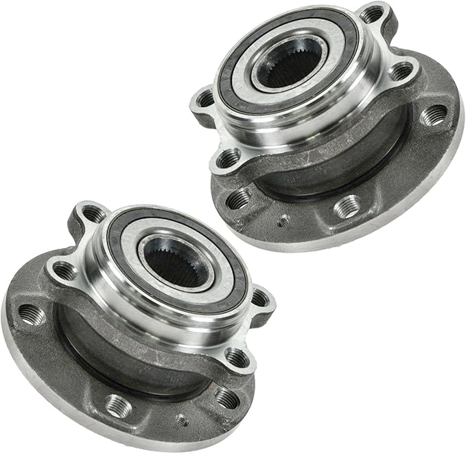 TRQ Front Driver and Passenger Side Wheel Bearing and Hub Assembly Set 2 Piece Compatible with 08-13 Audi A3 06-13 A3 Quattro 15-18 Q3 15-18 Q3 Quattro 08-15 TT Quattro 12-13 TT RS Quattro
